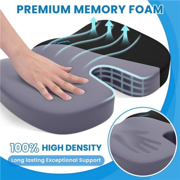 Seat Cushion for Office Chair Memory Foam Non-Slip Cushion Back, Relief Chair - Picture 3 of 8